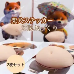 【新品】お腹ぷにぷにシール 柴犬 3Dシール ステッカー 2個セット シバイヌ