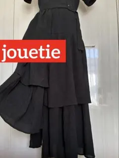 ジュエティ joutie ティアードフリルスカート M アシンメトリー ブラック