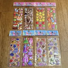 8セット ぷっくりシール ぷくぷくシール 立体シール 3D かわいい 平成レトロ