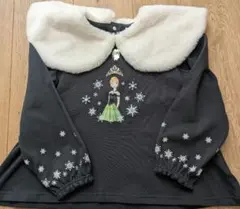 新品　120　コトリ　ボア襟付き　長袖　トレーナー　アナ雪　プリンセス　黒