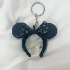 ディズニー ミニーマウス カチューシャキーホルダー 黒 ブラック