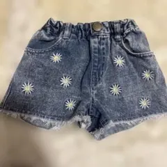breezeデニムショートパンツ 花柄刺繍