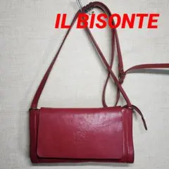 【美品】IL BISONTE　イルビゾンテ レザーショルダーバッグ 赤 斜め掛け