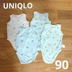 ユニクロ コットンメッシュボディスーツ ノースリーブ 90サイズ 4枚セット