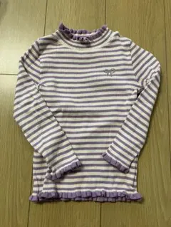 ニットプランナーkp紫と白のストライプ セーター　100