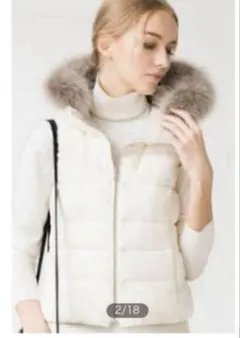 アナイ　ダウンベスト　38 白　ホワイト　リバーシブル　グレー　ベスト　美品