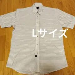 メンズ　ワイシャツ　半袖　ストライプ　Lサイズ