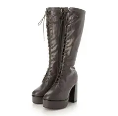 メタルルージュ 厚底ロングブーツ レースアップ 編み上げ ブーツ