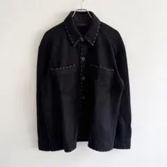 廃盤 CABaN 定価6万 コットンカシミヤ ステッチワークシャツ M ブラック 廃盤 CABaN 定価6万 コットンカシミヤ ステッチワークシャツ M ブラック