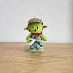 メメル　ぬい服　緑チェック　サロペット、ショルダー、キャップ　3点　no186