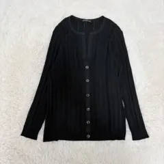 洗える✨美品✨23区 アセテート　透け感ラメ入り　リブニットカーディガン　黒