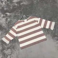 【レイビームス】（F）Tシャツ 袖口プリーツデザイン ボーダー カジュアル