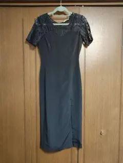 半袖ドレス カーディガン付 花柄 ブラック 黒