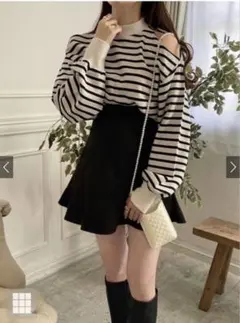 グレイル　ボーダー柄ショルダースリットトップス　新品未使用