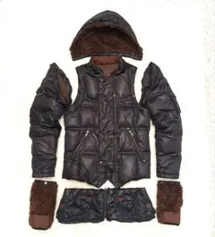 Y2K✨Lサイズ5Way PPFM フード&袖&ポケットベルト ダウンジャケット