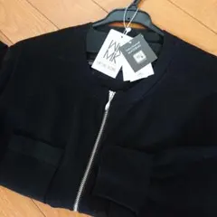 MKミッシェルクラン シアーブラックニットジップアップカーディガン 38サイズ