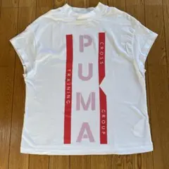 レディースPUMA Tシャツ　白　ロゴ赤×ピンク　ジム　ダンス
