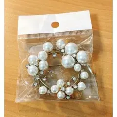 美品　ブローチ　パール　ゴールド　キラキラ　ブライダル　お呼ばれ　ジルコニア