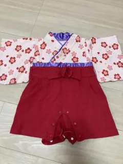 花柄ロンパース 60-70cm 赤