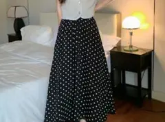 ドット柄ロングスカート春夏トレンドボトム