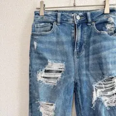美品 AMERICAN EAGLE ダメージスキニーデニム 【ＸＳ】ライトブルー