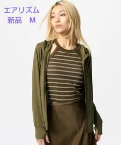 【新品】エアリズム UVカットフルジップパーカー M オリーブ