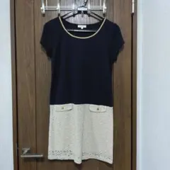 ロペピクニック　ワンピース 38 ネイビー/アイボリー