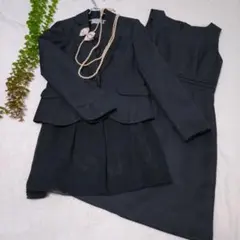 美品＊式典＊ママスーツ＊ブラックドット柄スーツ＊3点セット＊9AR