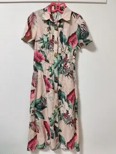 フローラルプリント 半袖シャツワンピース/ZARA