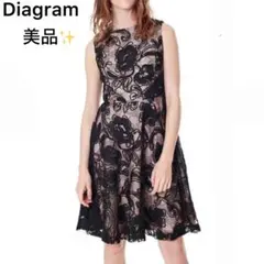 美品✨ダイアグラム グレースコンチネンタル 総レース 花柄 フレアワンピース 黒