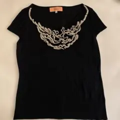 美品　sunauna 半袖ニット ブラック 38サイズのサムネイル