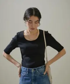 【サロンアダムエロペ 】綿100 KINANファームリーリブTシャツ カットソーのサムネイル