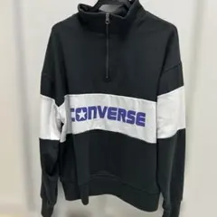CONVERSE ハーフジップスウェット ブラック/グレー