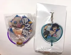 鬼滅の刃　伊之助　うちわ風アクリルチャーム　応援アクリルバッジ　セット