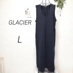 10646-1 グラシア GLACIER ノースリーブロングワンピース L 無地