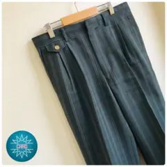 【ヴィンテージ】美品 2tac スラックス 青緑 ダークカラー 飾りボタン 79