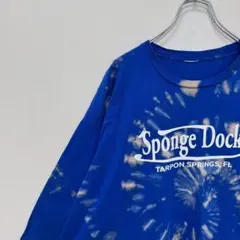 古着 ノーブランド Tシャツ ブリーチ タイダイ 超ビッグシルエット ブルー 青のサムネイル