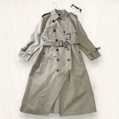 【上品】新品 N.O.R.C ロングトレンチコート カーキ S 通勤通学にも◎