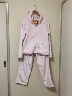 フリースフード付きルームウェアセット ピンク