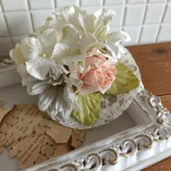 新品 コサージュ フローラル アプリコットローズ レース卒業式　入学式