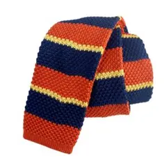 新品 メンズ オシャレ ネクタイ シンプル ボーダー ネイビー オレンジ