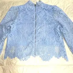 ライトブルー レース 長袖 ブラウスジャケット　cawaiiのサムネイル