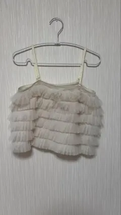 フリル付きベージュキャミソール ビスチェ