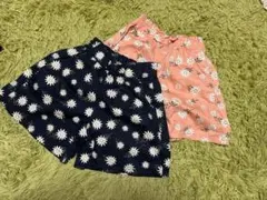 美品　新品　花柄ハーフパンツセット（ネイビー・ピンク）　ポケット付き