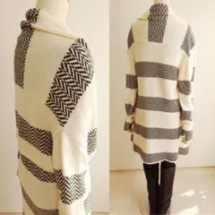 アイボリー・ブラックストライプカーディガン