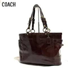 【美品】COACH patent leather tote eastwest