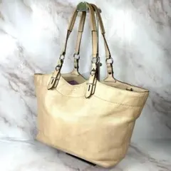 COACH トートバッグ レザー 肩掛け A4 ベージュ