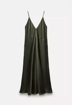 【新品】ZARA ザラ スリップキャミワンピース XS オリーブグリーン