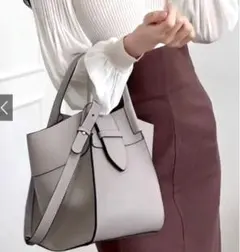 GRL グレイル 2Way配色レザーショルダーバッグ グレージュ