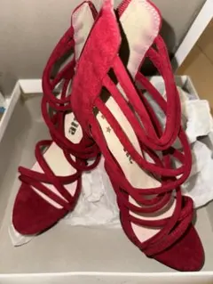 ベロアレースアップヒール